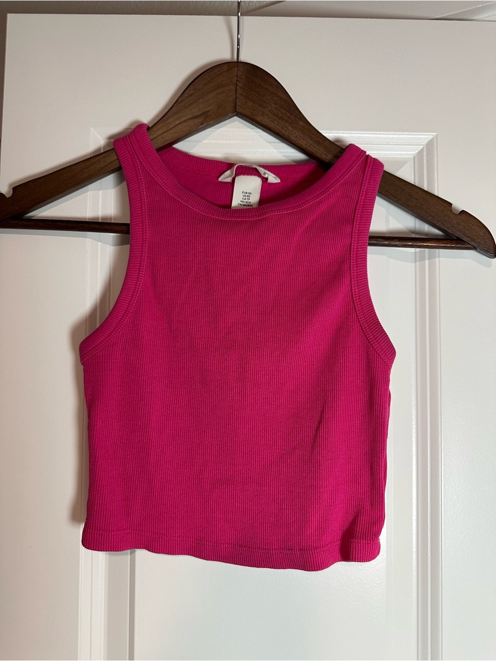 H&M Ribbed Tank Crop Top - Hot Pink